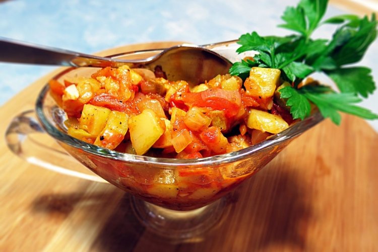 Zucchini Caviar with Chunks and Tomato Paste