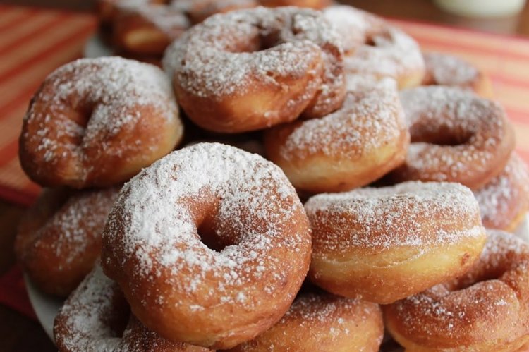 Cottage Cheese Doughnut Rings in a Frying Pan