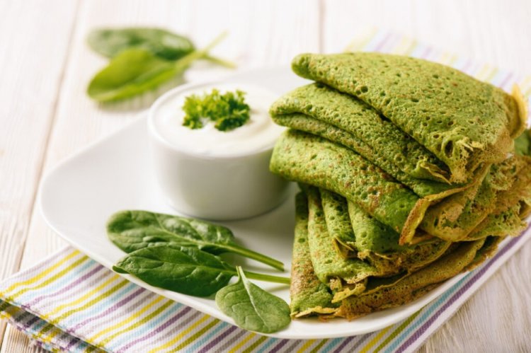 Green Spinach Pancakes with Milk
