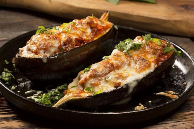 Eggplant Boats with Boiled Veal and Parmesan