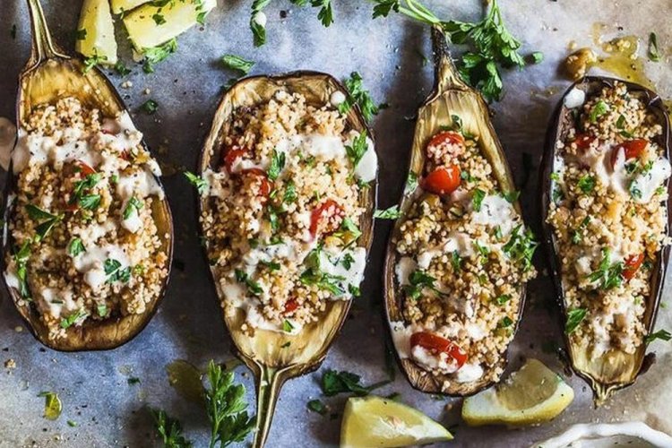 Eggplant Boats with Couscous