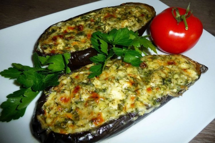 Eggplant Boats with Cheese and Garlic