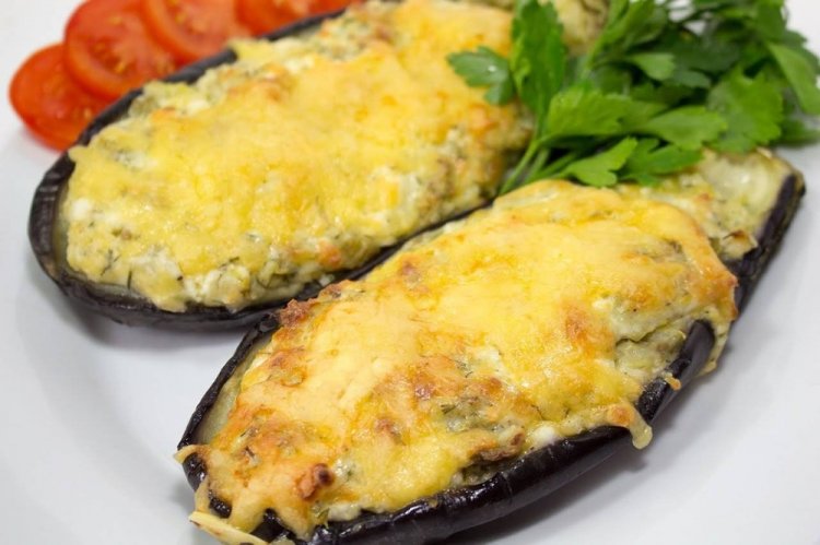 Eggplant Boats with Cheese and Herbs
