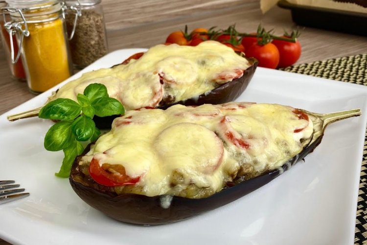 Eggplant Boats with Pollock and Sour Cream
