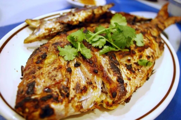 Tench with Bell Pepper and Rosemary on the Grill
