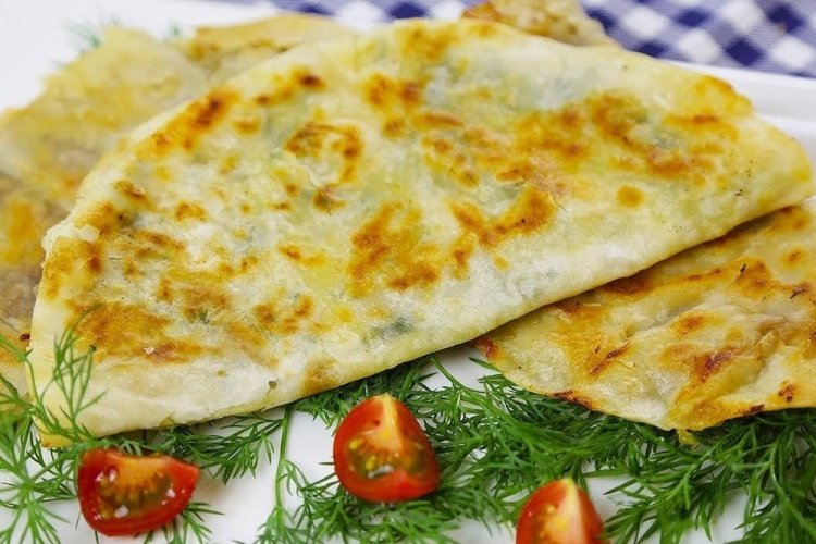 Lavash Chebureki with Ground Meat in a Frying Pan
