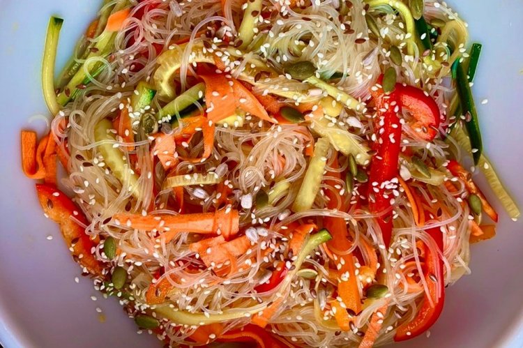 Funchoza, Vegetable, and Sesame Dressing Salad