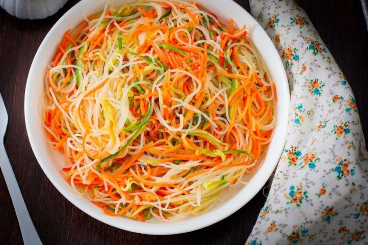 Funchoza, Korean Carrot, and Cucumber Salad