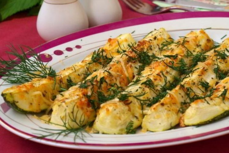 Zucchini Sticks with Suluguni, Baked