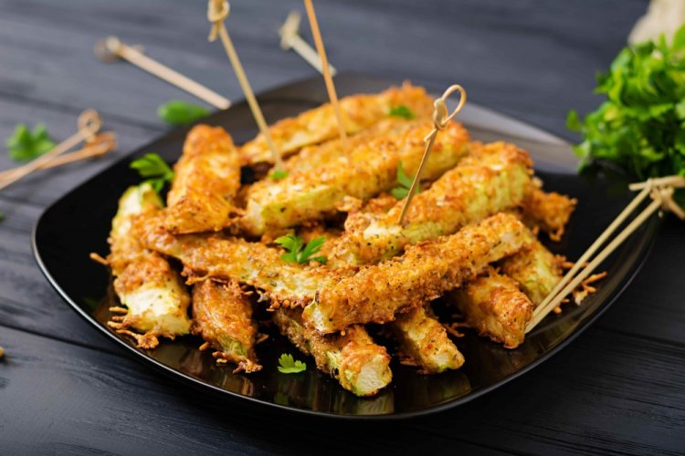 Zucchini Sticks in Cheese Breading, Baked