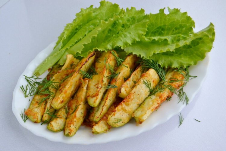 Zucchini Sticks with Aromatic Herbs, Baked
