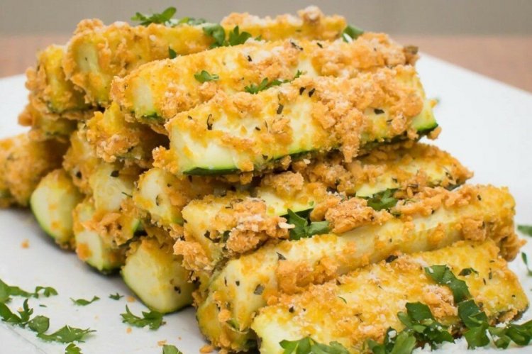 Zucchini Sticks in Sour Cream, Baked