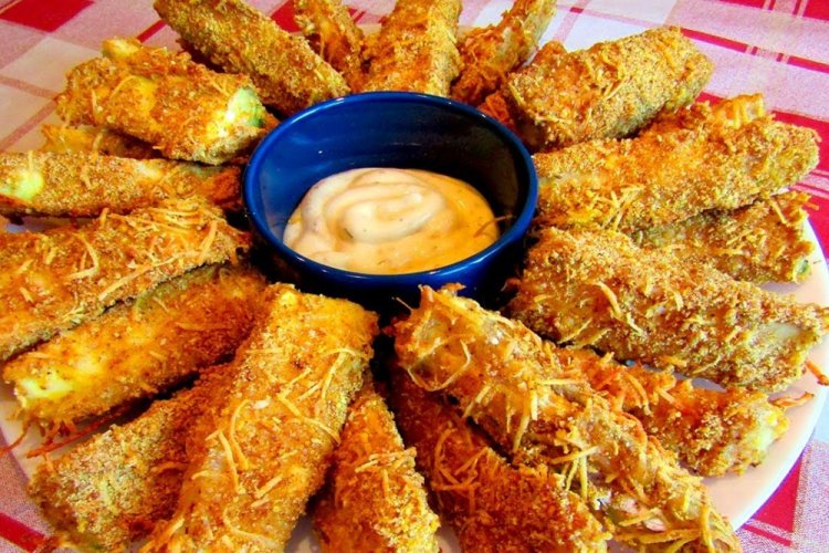 Zucchini Sticks in Nut Breading, Baked