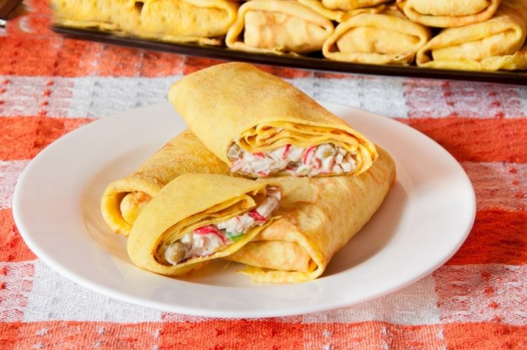 Crab Stick Filling for Pancakes