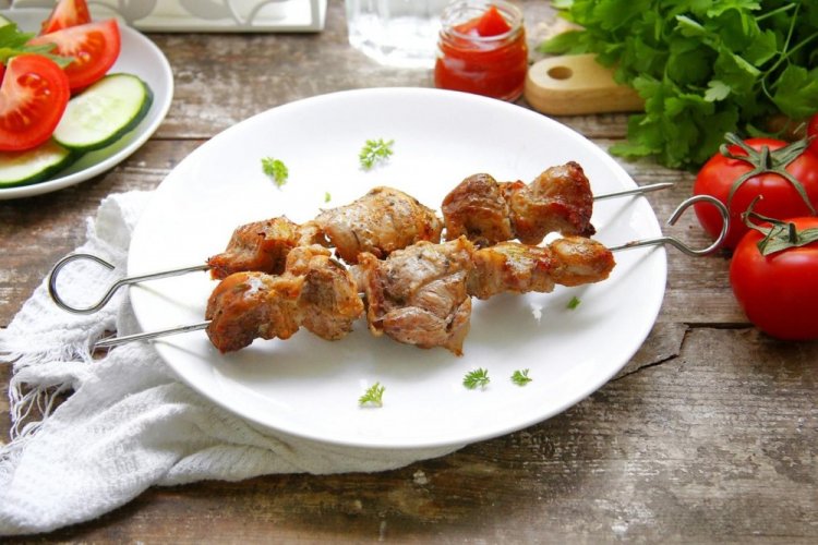 Air Fryer Pork Shashlik in Mineral Water