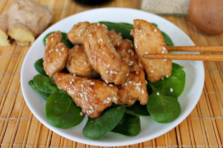 Pechuga de pollo con salsa de soja en freidora de aire