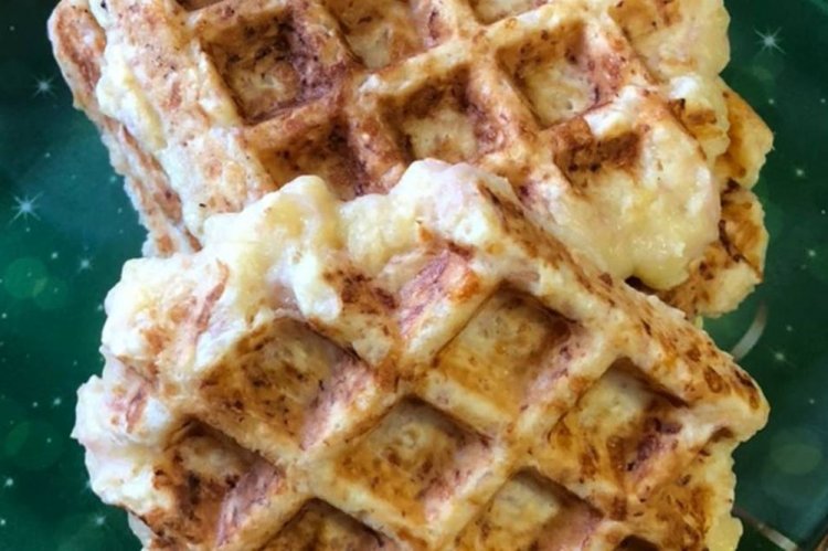 Ham Cheese Waffles in a Waffle Maker