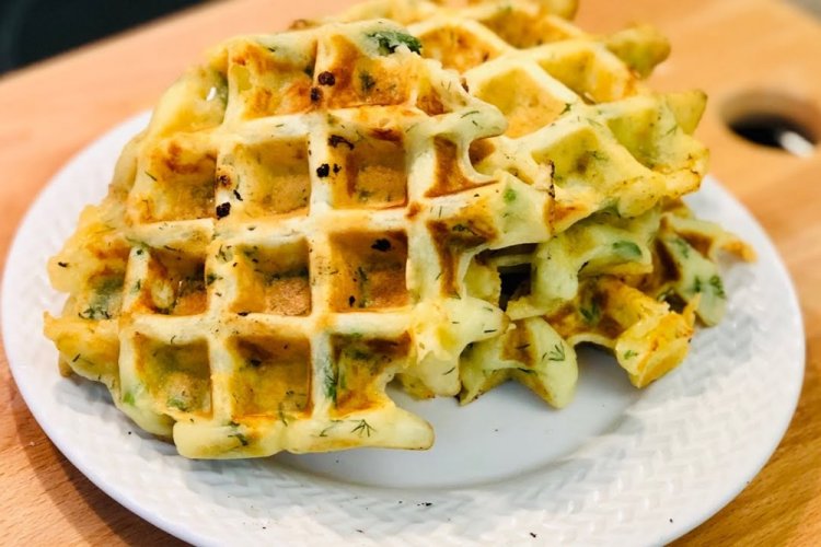 Potato Waffles with Cheese and Herbs