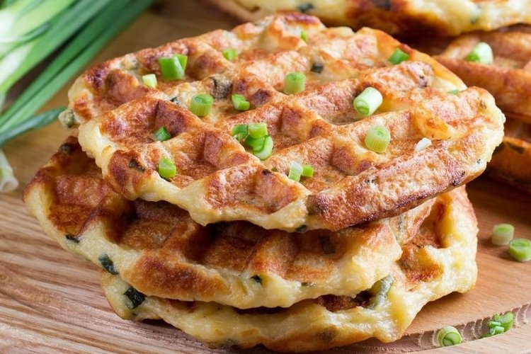 Potato Waffles with Milk in a Waffle Maker