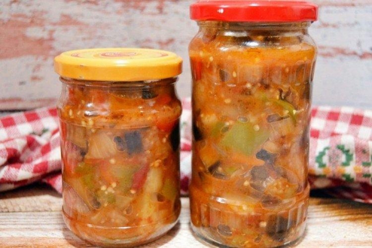 Salad with Bell Pepper, Carrot, and Eggplant for Winter