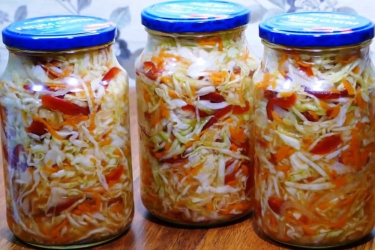 Vegetable Salad with Bell Pepper, Carrot, and Cabbage for Winter
