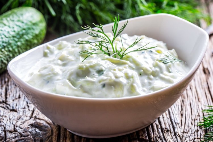 Sour Cream Sauce with Cucumber and Herbs