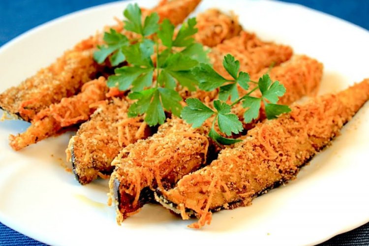 Baked Eggplant in Batter and Breading