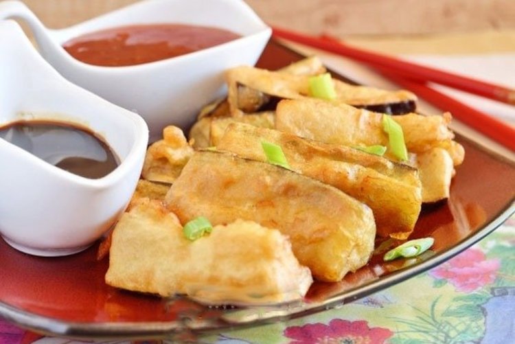 Eggplant in Batter with Mayonnaise and Mustard