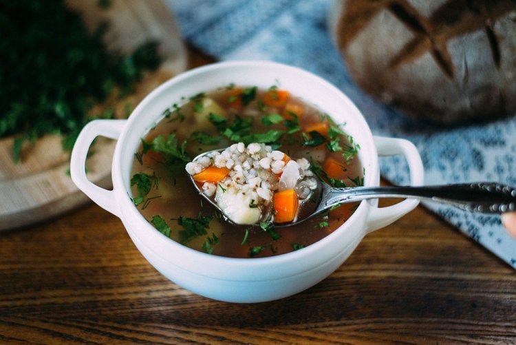 Vegetable Soup with Green Buckwheat