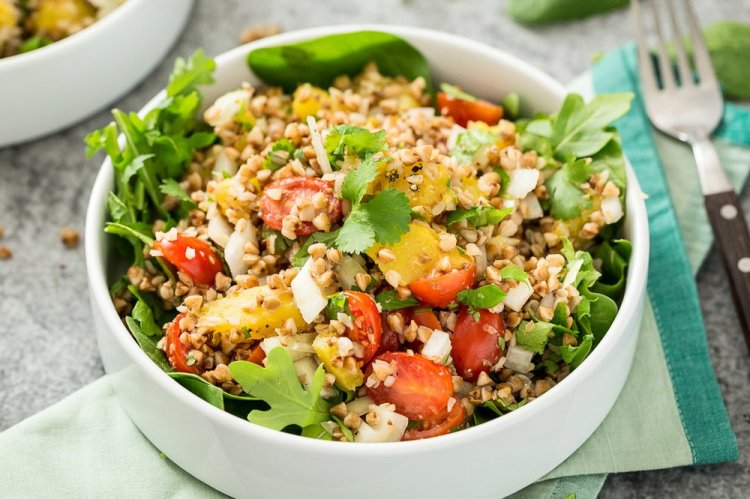 Vegetable Salad with Green Buckwheat
