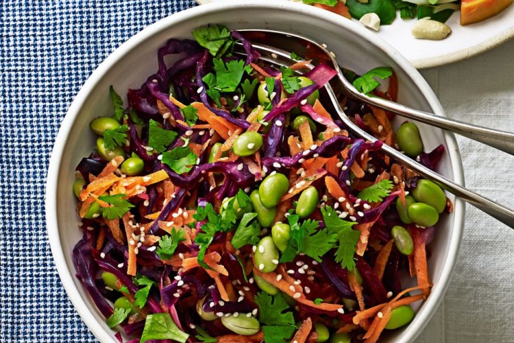Thai Red Cabbage and Edamame Salad