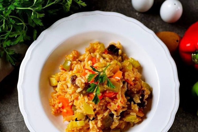 Estofado de verduras con berenjena y arroz