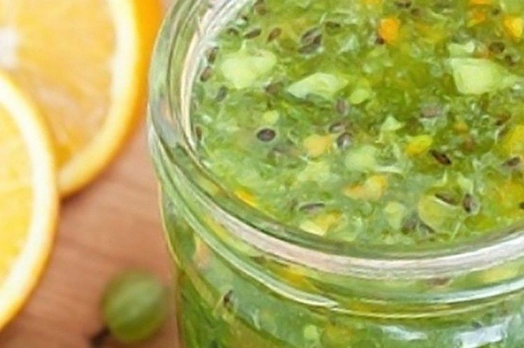 Raw Gooseberry and Lemon Jam for Winter
