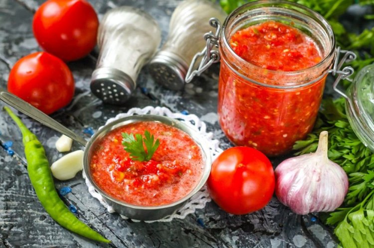Adjika from Tomatoes with Celery for Winter