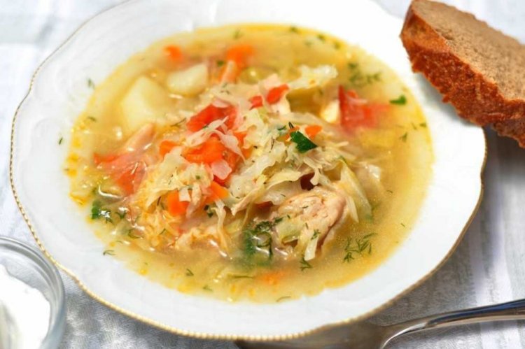 Shchi with Chicken and Fresh Cabbage