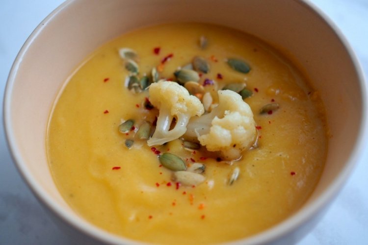 Crema de coliflor y calabaza