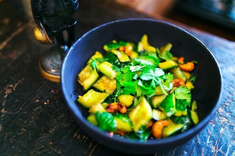 Smashed Cucumbers with Cilantro and Cashews