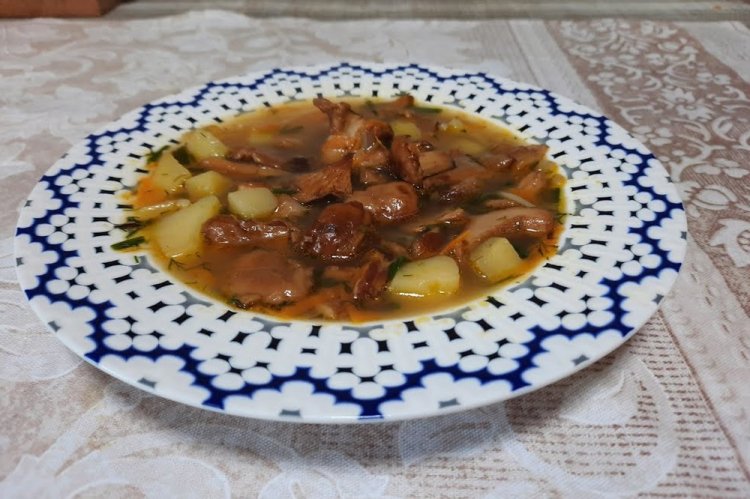 Chanterelle Mushroom Soup with Vermicelli