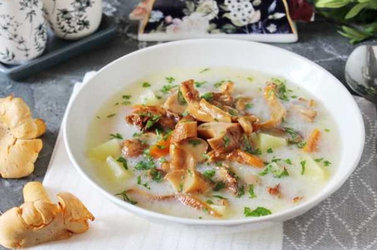 Chanterelle Mushroom Soup with Sour Cream
