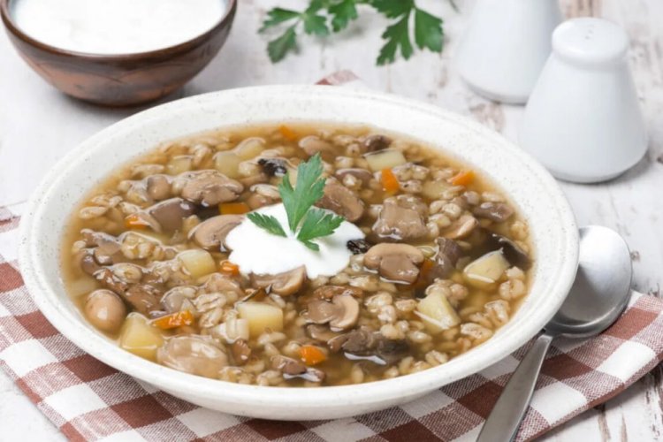 Mushroom Soup with Pearl Barley