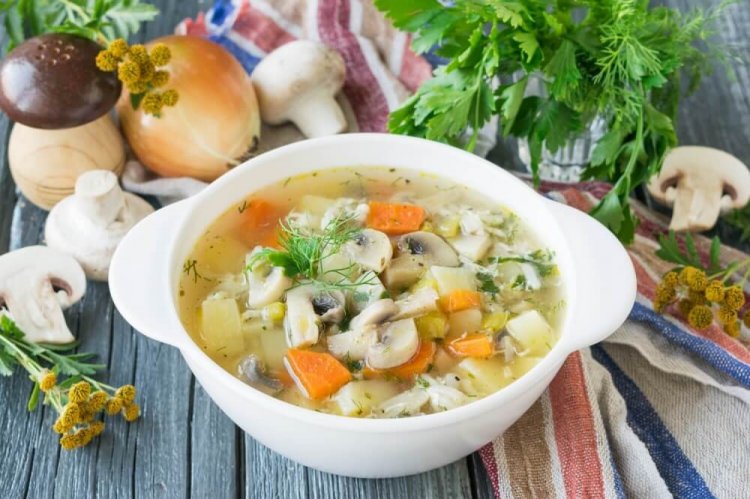 Mushroom Soup with Rice