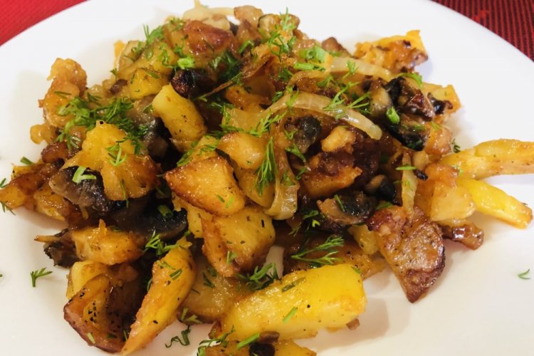 Fried Potatoes with Slippery Jack Mushrooms and Pork