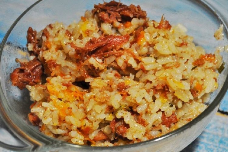Rice with Stewed Meat in a Multicooker