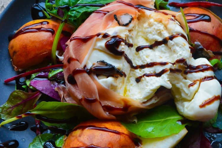 Burrata, Prosciutto, and Pear Salad