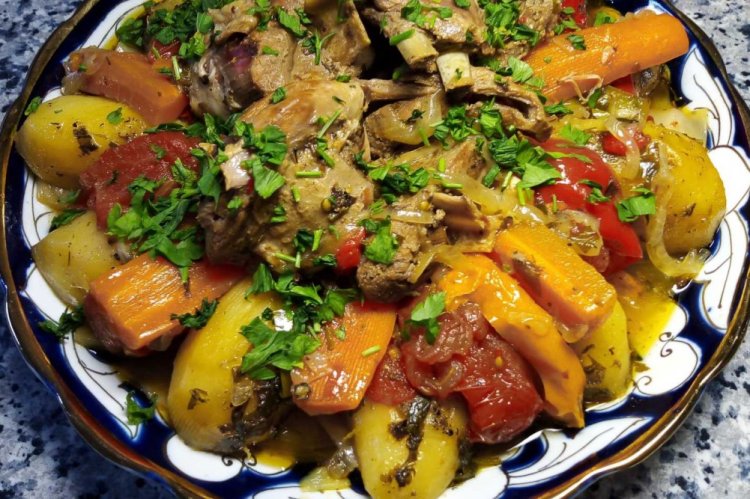 Beef with Cabbage and Eggplant in an Afghan Kazan