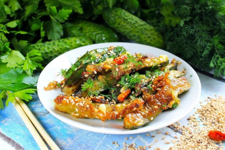 Fried Cucumbers in Soy Sauce