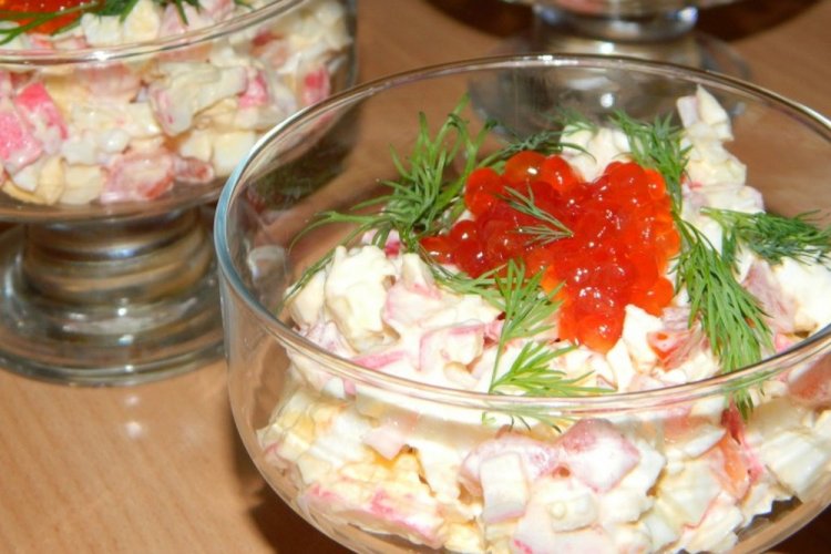 Crab Stick and Red Caviar Salad