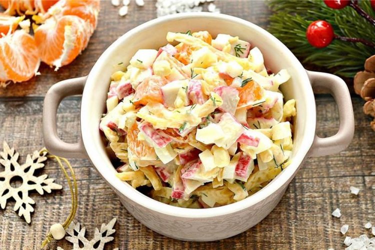 Festive Crab Stick and Mandarin Salad