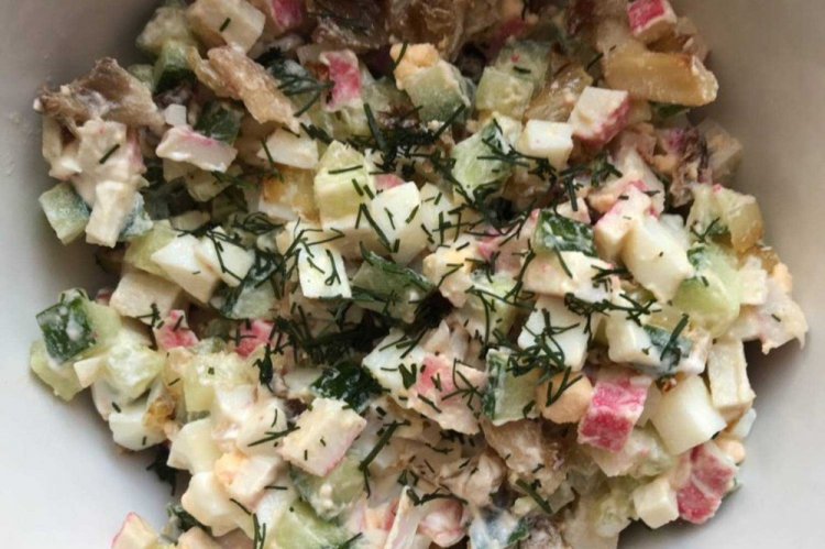 Crab Stick and Pickled Mushroom Salad