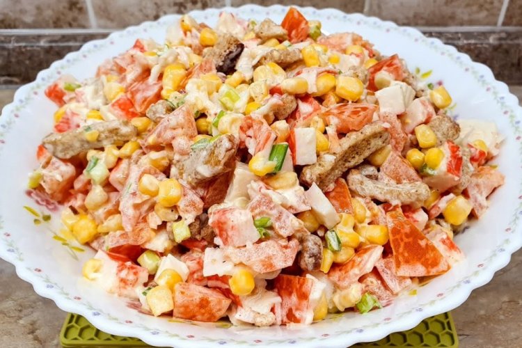 Festive Crab Stick and Crouton Salad